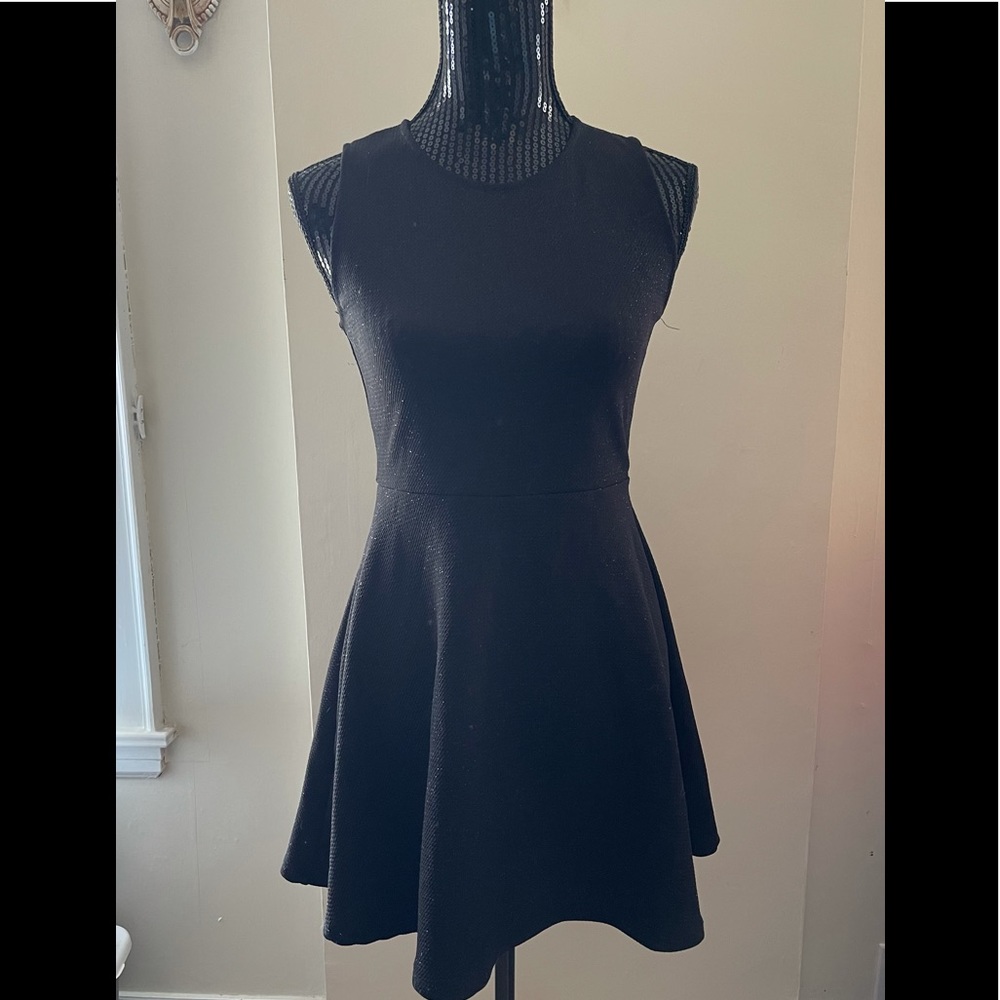 Ginger G Black Fit & Flair Sparkle Dress Size S